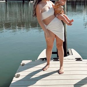 Women’s two piece swim top and skirt